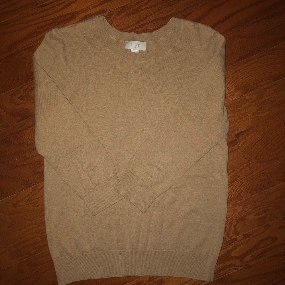 Loft Beige Sweater & Loft Scarf